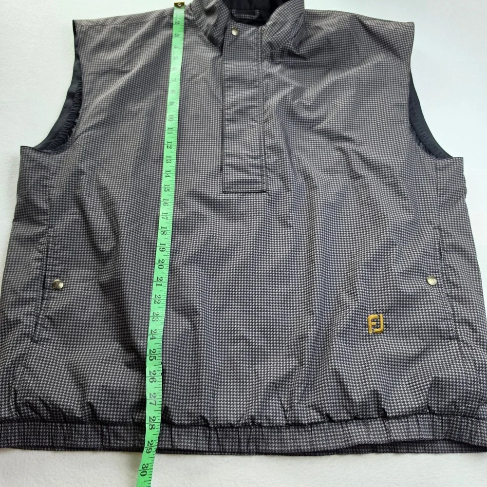 FootJoy DryJoys Mens Golf Vest Houndstooth Quarter Zip Black Gray Large